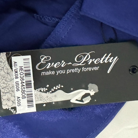 New Ever Pretty Women's Sleeveless Dress V Neck Chiffon Sz 6 Mini Cocktail Blue - Picture 7 of 10